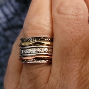 Fidget Spinner Meditation Ring Boho Heavy Sterling Silver 925 Silver/ 12 MM WIDE